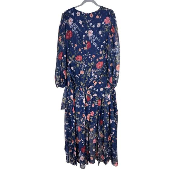 Eliza J Floral Surplice Asymmetric Midi Dress Size 16 - Picture 6 of 9